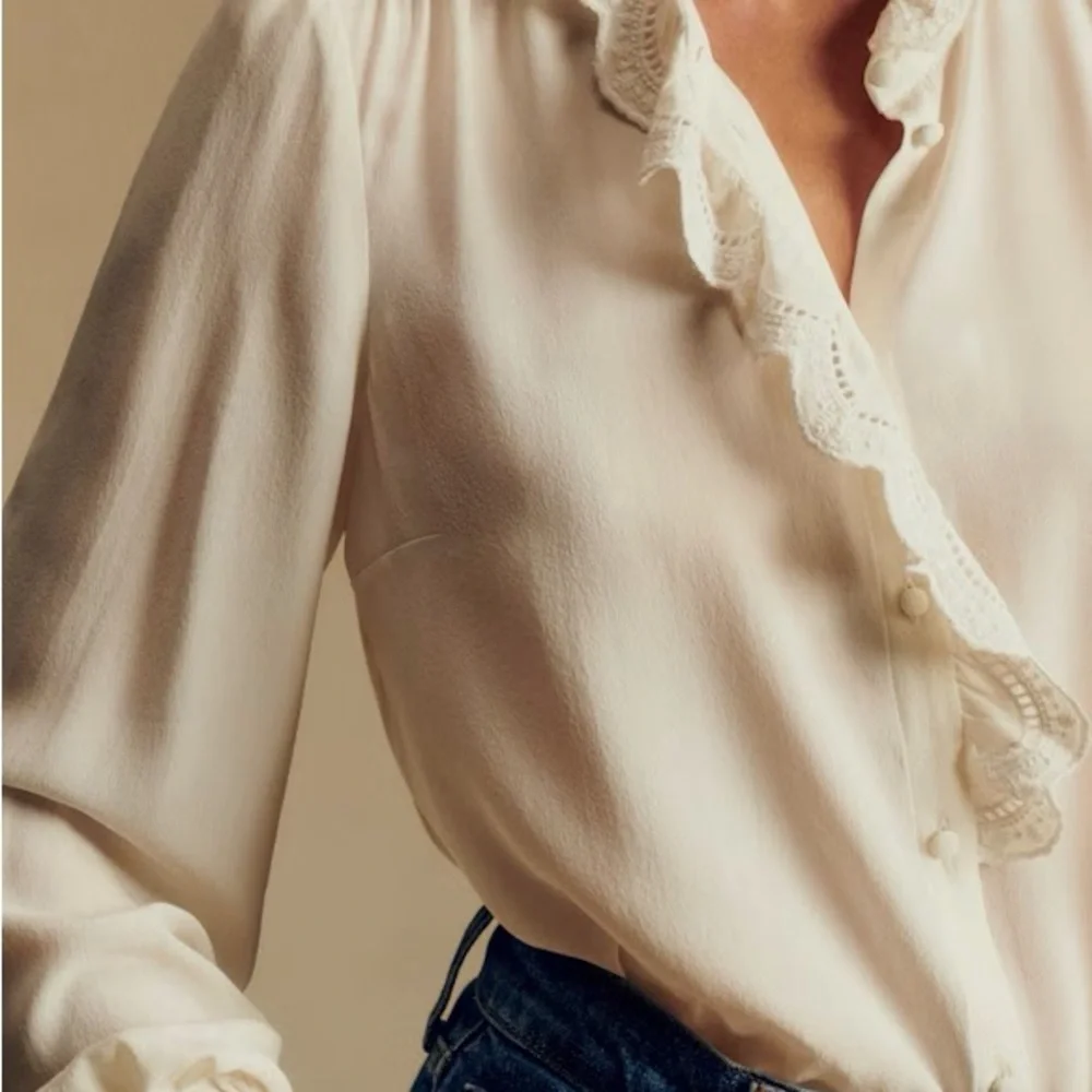 NWT Sézane Chlo Silk Button-Down Blouse - Picture 2 of 6